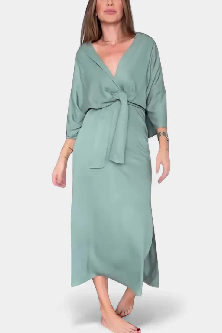 Ainhoa - Vestido casual con nudo frontal y escote en V