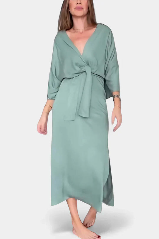 Ainhoa - Vestido casual con nudo frontal y escote en V