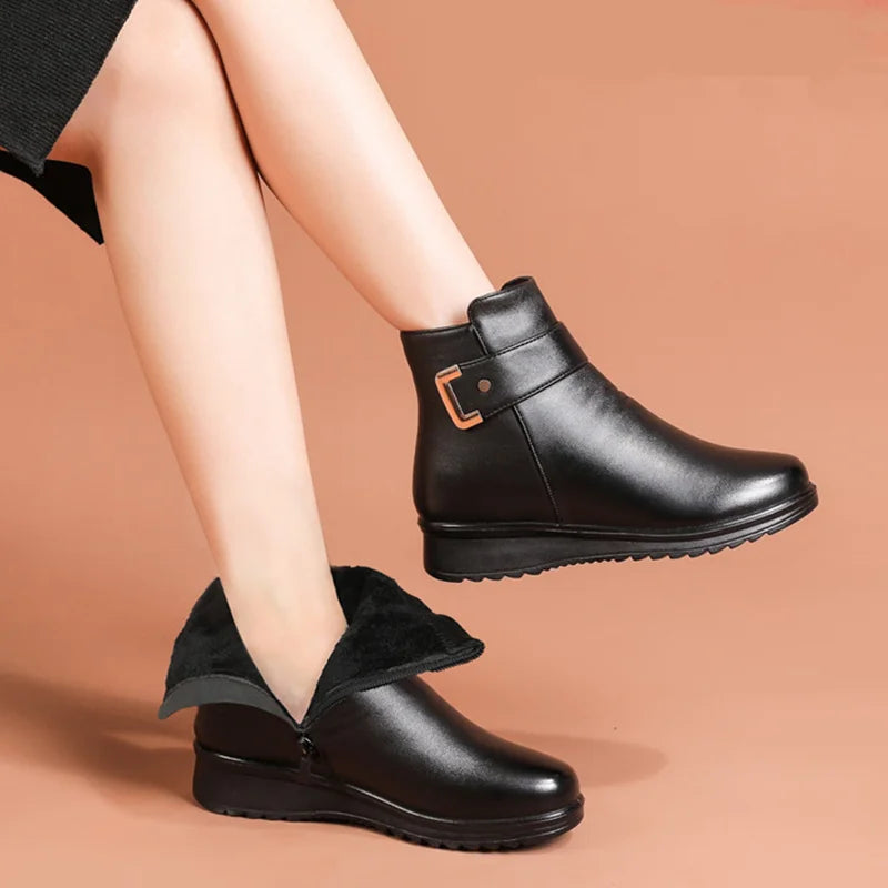 Edith | Botines de mujer con hebilla y forro de piel