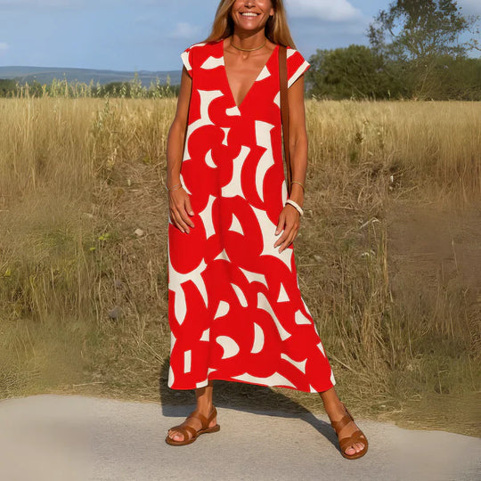Valeria | vestido con estampado artístico y corte relajado