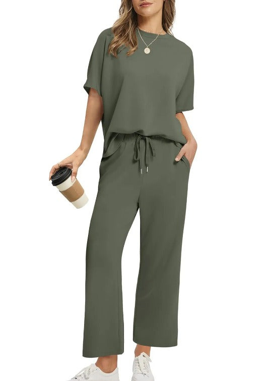 Paula™ | Conjunto cómodo de dos piezas con pantalón ancho y camiseta suelta