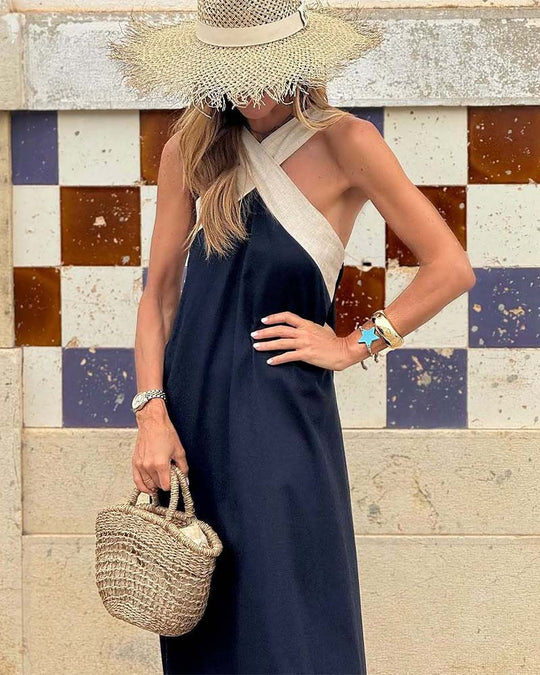 SIENA | Elegante vestido sin espalda con cuello cruzado de moda