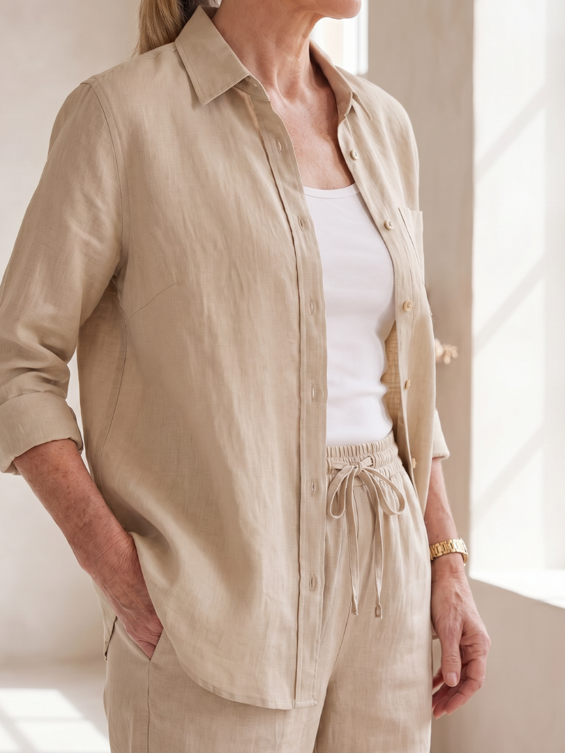 Noor | Conjunto de pantalones cónicos con camisa de manga larga