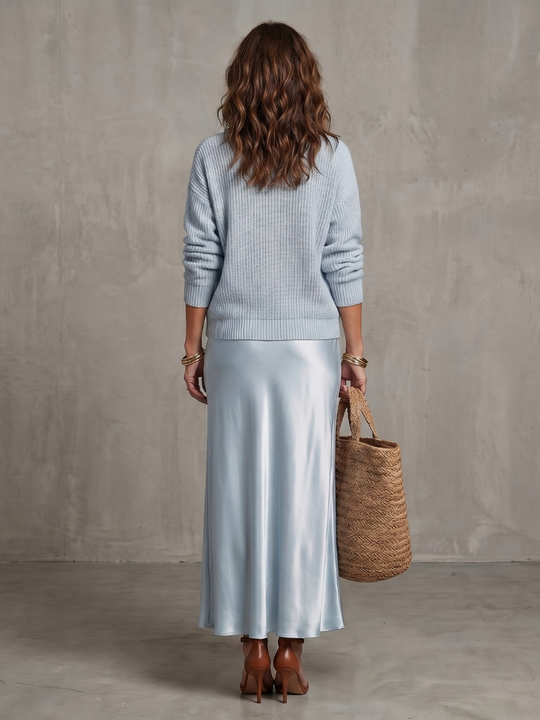Luciana | Conjunto de capas de punto con falda de satén de otoño al bies