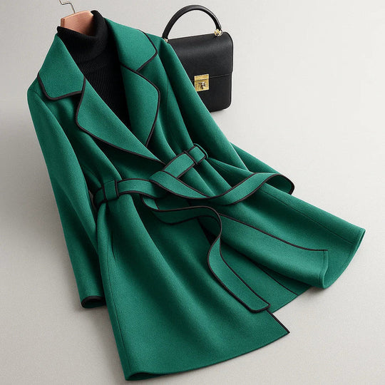Marla - Gabardina elegante con ribetes contrastados