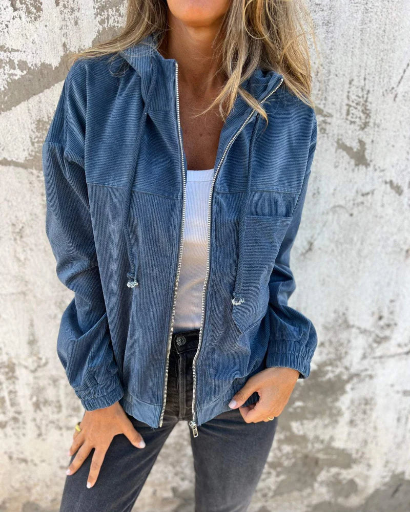 Elia™ | Chaqueta de pana con capucha y cremallera