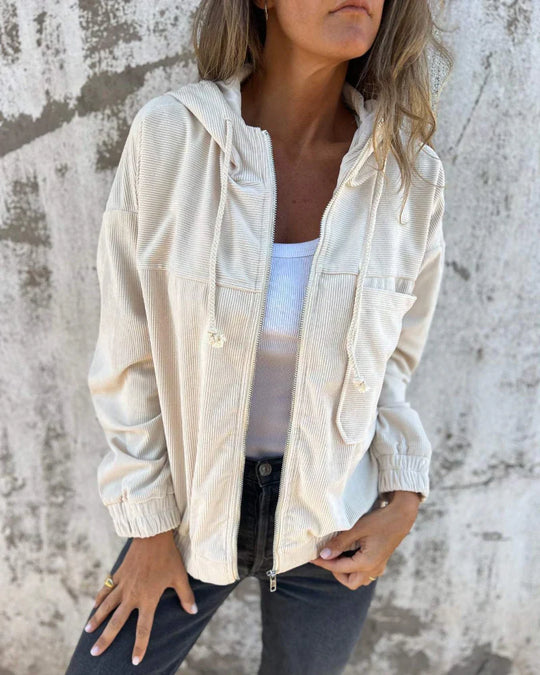 Elia™ | Chaqueta de pana con capucha y cremallera