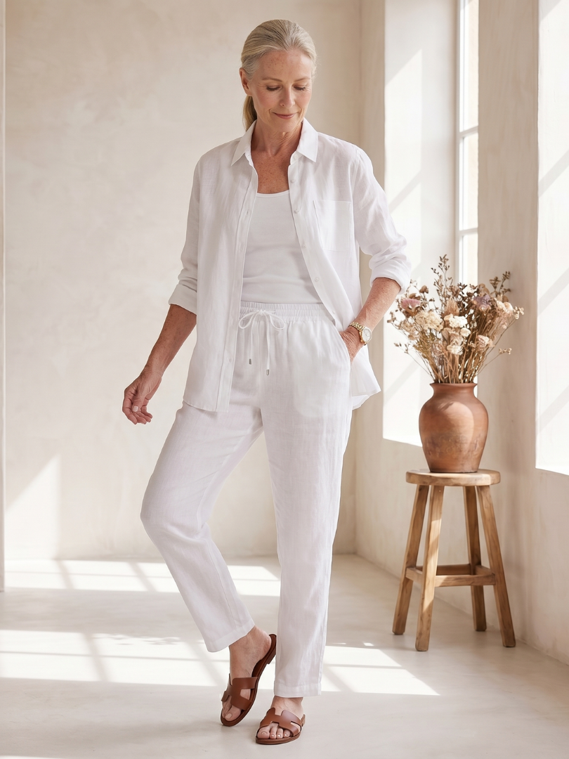 Noor | Conjunto de pantalones cónicos con camisa de manga larga