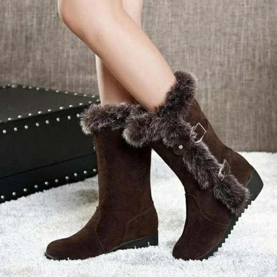 Elisa – Botas de nieve de media pantorrilla con ribete de felpa