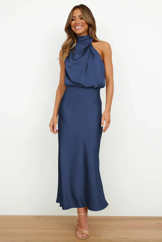 Beatriz - Vestido largo elegante con cuello drapeado