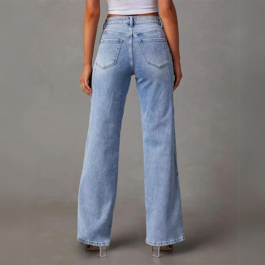 Carmen | Jeans de mezclilla de talle alto para mujer con piernas anchas