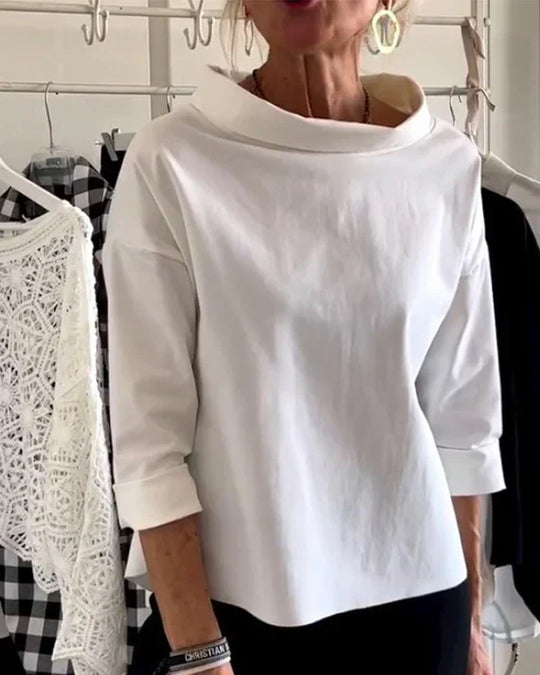 Elva - Blusa estructurada con cuello amplio