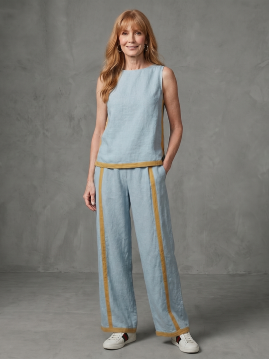 Inara | Conjunto de pantalones en contraste con pierna ancha y top sin mangas