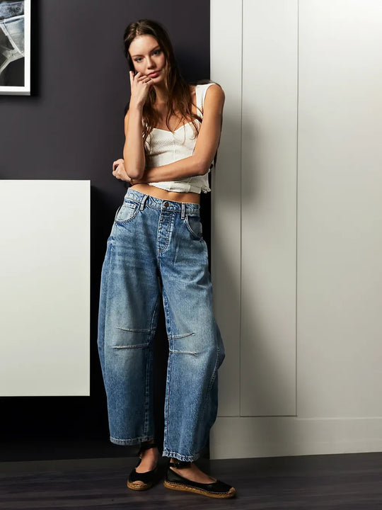Martina | Jeans de Corte Amplio para Dama con Detalles de Costura