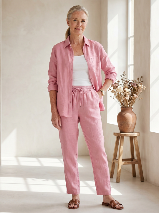 Noor | Conjunto de pantalones cónicos con camisa de manga larga