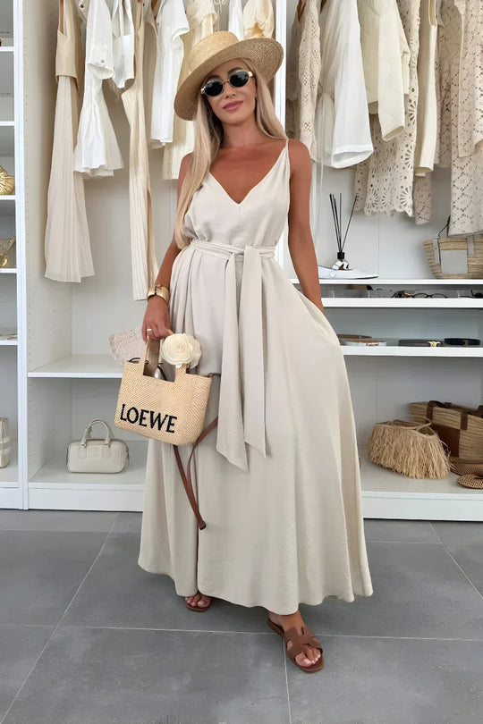 Lía - Vestido largo fluido con espalda en V