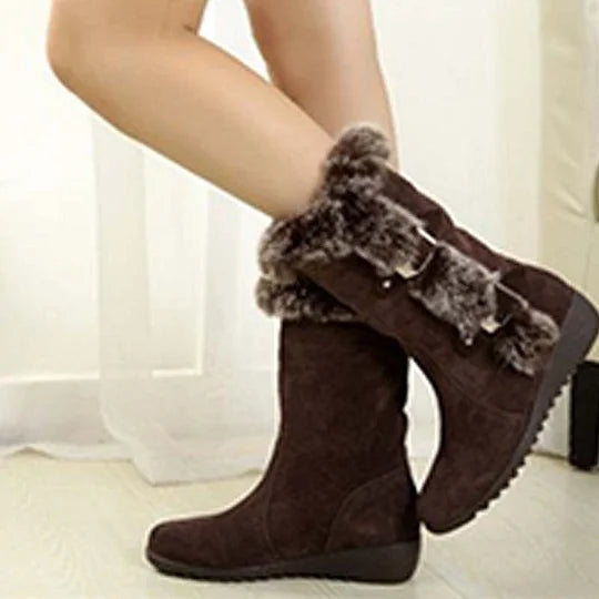 Elisa – Botas de nieve de media pantorrilla con ribete de felpa