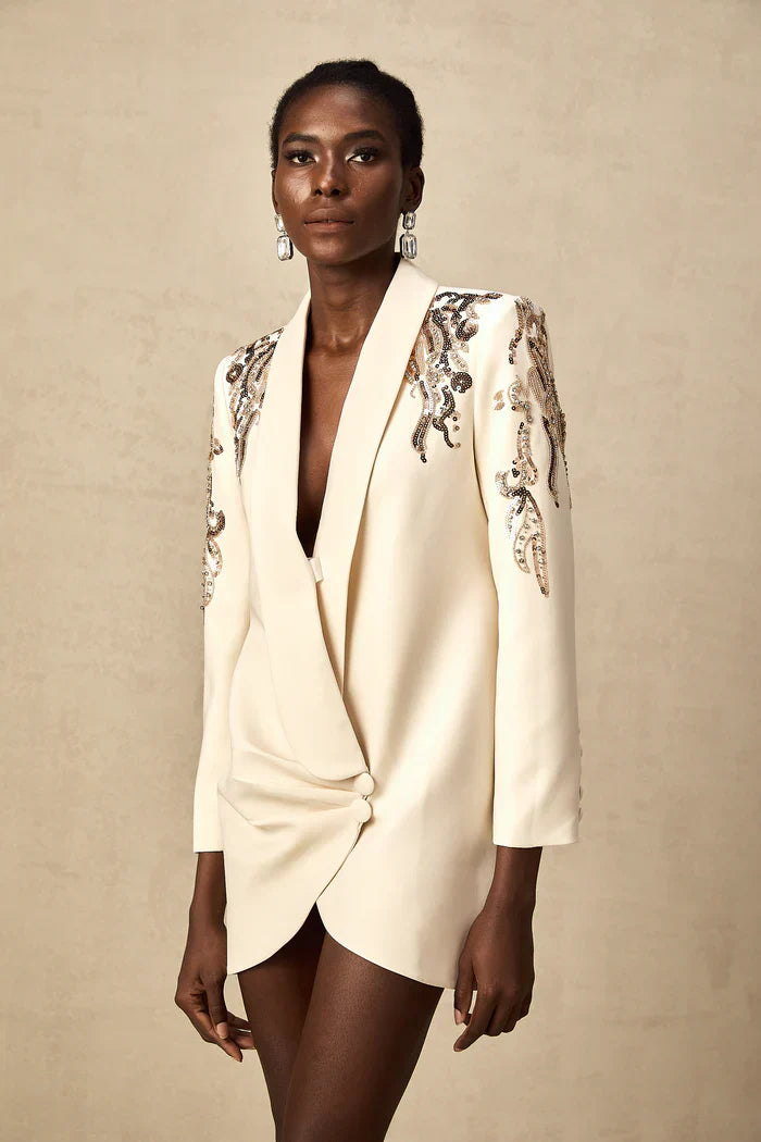 Elena – Vestido blazer con lentejuelas adornadas
