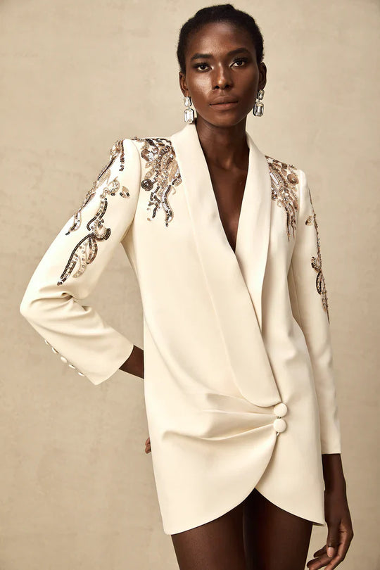 Elena – Vestido blazer con lentejuelas adornadas