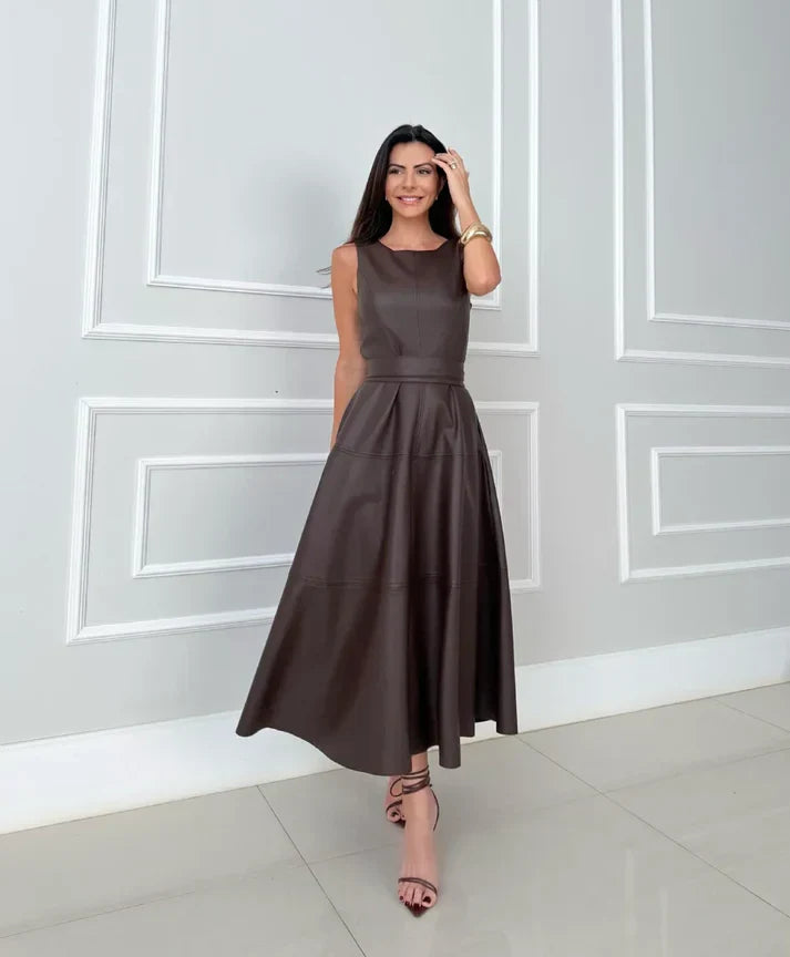 Mila - Vestido midi efecto piel