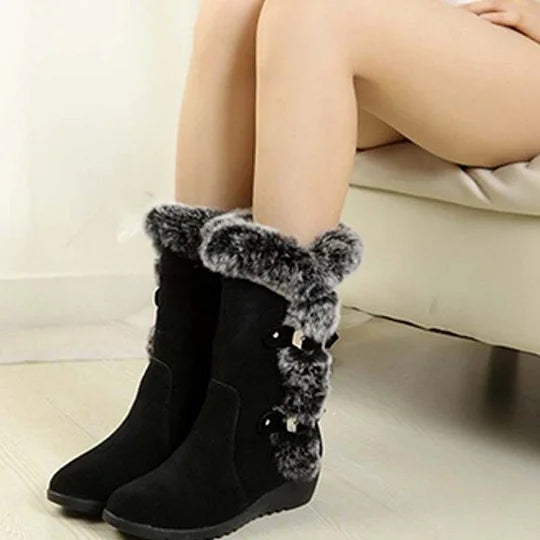Elisa – Botas de nieve de media pantorrilla con ribete de felpa