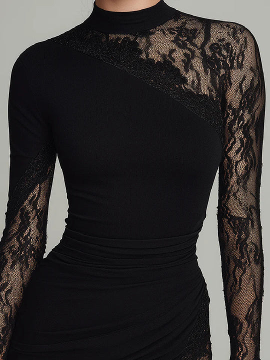 Malena – Vestido mini negro de encaje