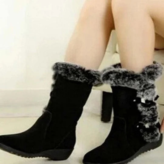 Elisa – Botas de nieve de media pantorrilla con ribete de felpa