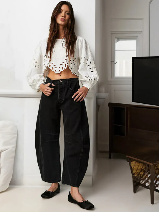 Martina | Jeans de Corte Amplio para Dama con Detalles de Costura