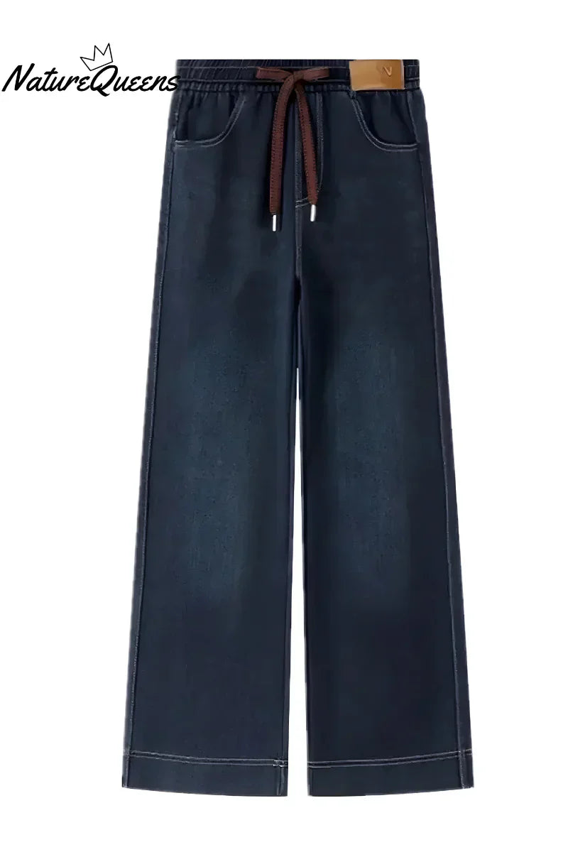 Tyla - Pantalones casuales de denim elástico con cintura elástica