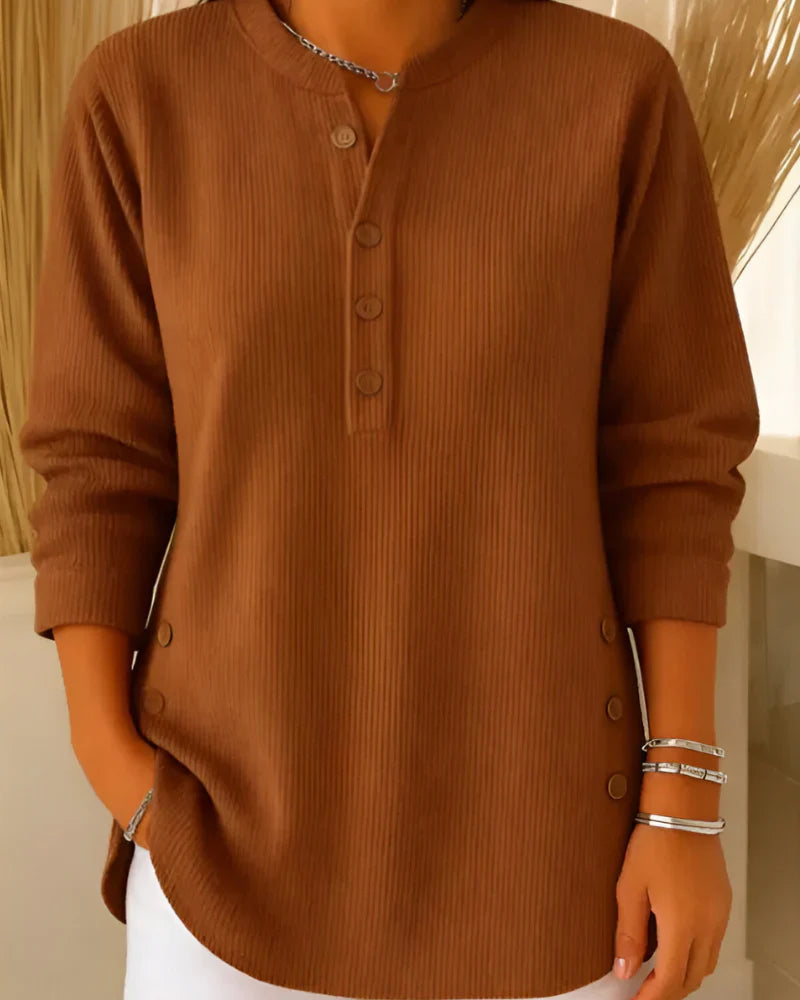 Neris - Blusa de punto moderno de manga larga