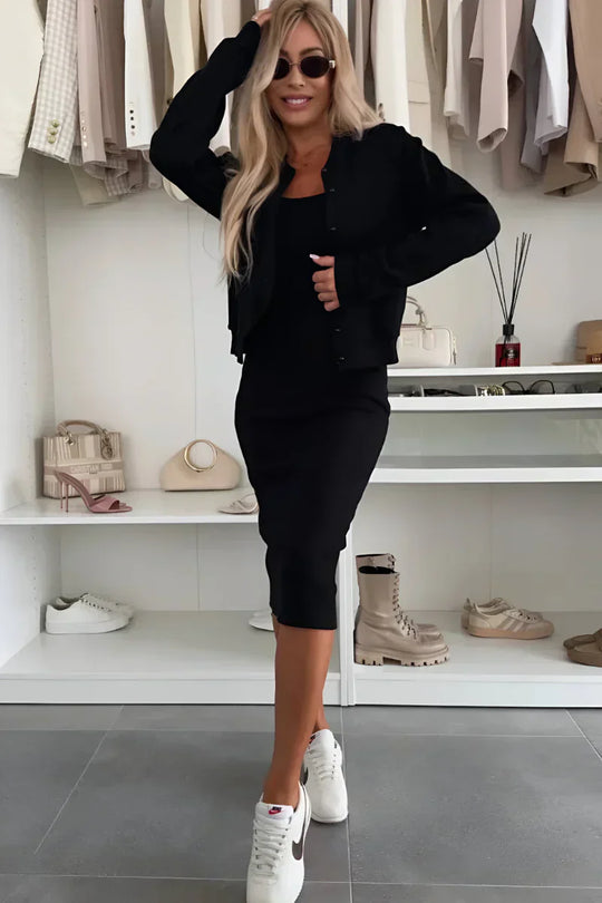 Gisela - Vestido midi cómodo con chaqueta a juego