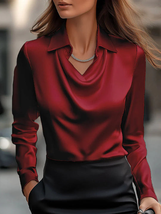 Ester - Blusa elegante con cuello drapeado