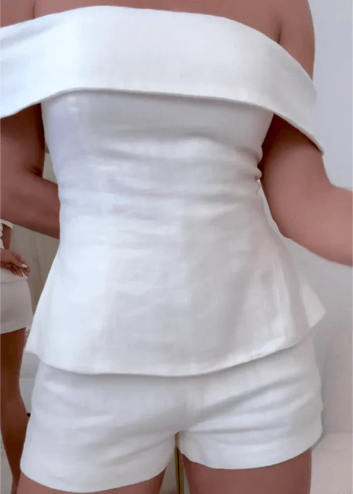 Alicia - Conjunto blanco de dos piezas elegante