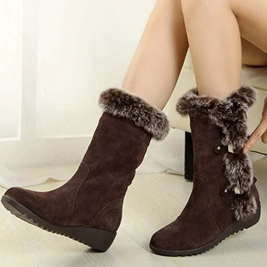 Elisa – Botas de nieve de media pantorrilla con ribete de felpa