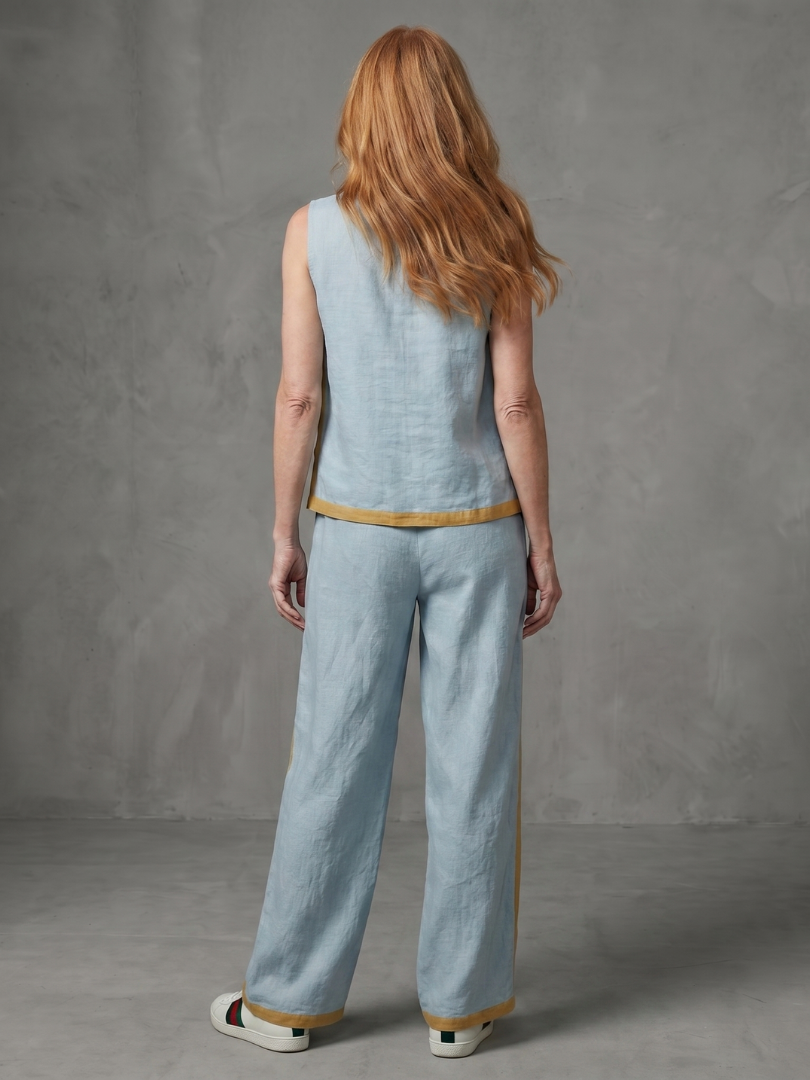 Inara | Conjunto de pantalones en contraste con pierna ancha y top sin mangas
