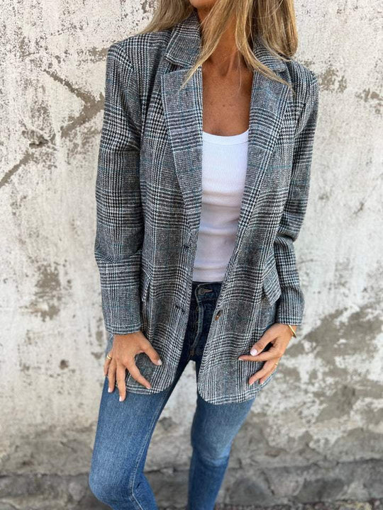 Romina - Blazer informal a cuadros con solapas