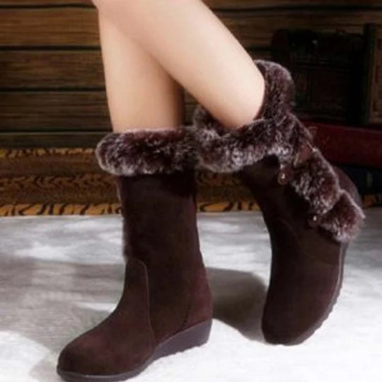 Elisa – Botas de nieve de media pantorrilla con ribete de felpa