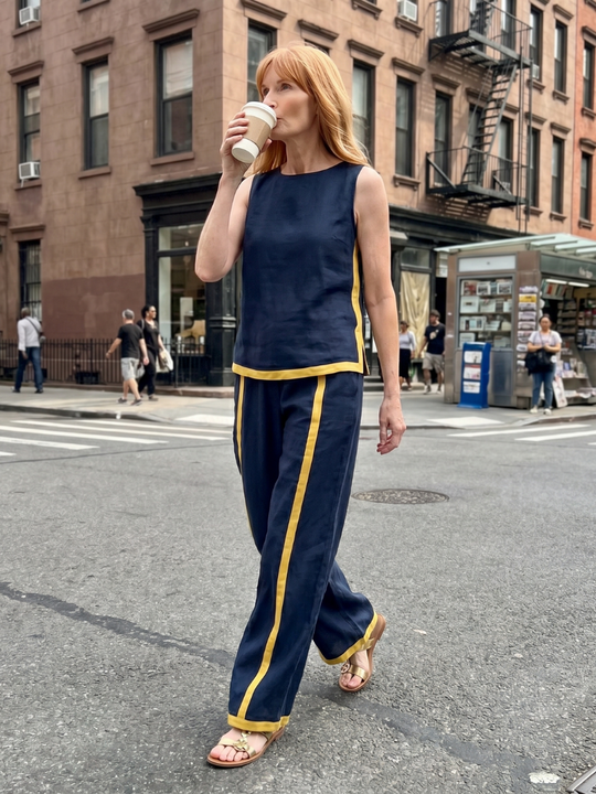 Inara | Conjunto de pantalones en contraste con pierna ancha y top sin mangas