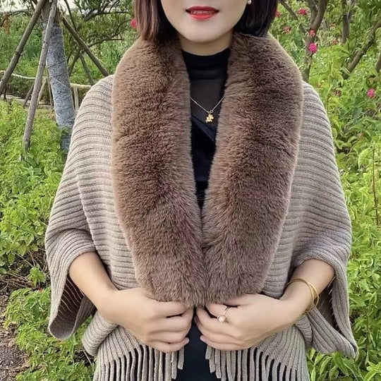 Livia - Bufanda amplia con cuello efecto pelo