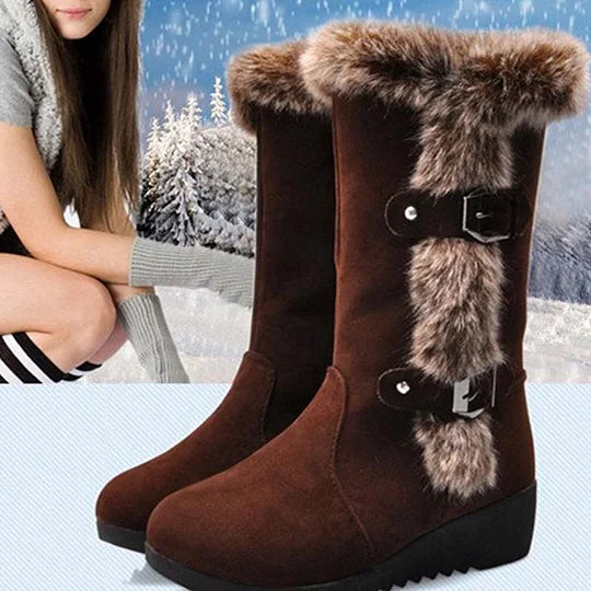 Elisa – Botas de nieve de media pantorrilla con ribete de felpa