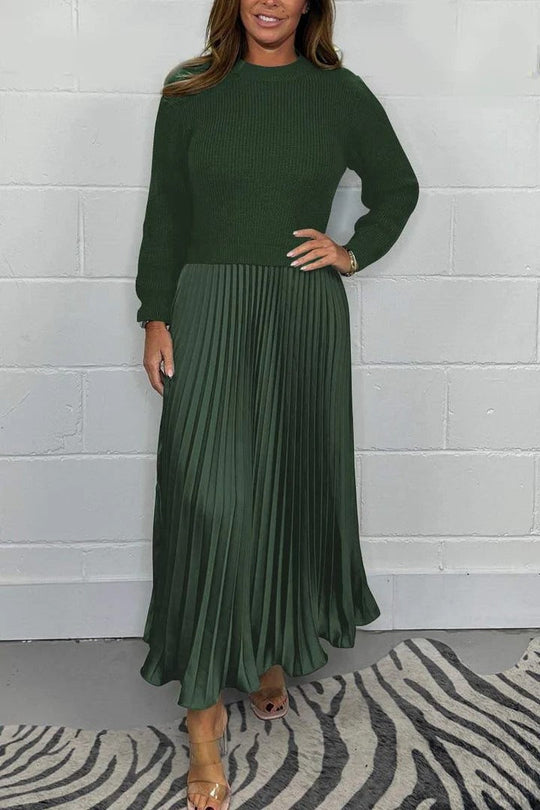 Miranda - Elegante y bonito vestido plisado con cuello redondo para mujer