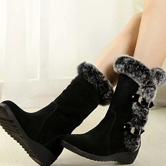 Elisa – Botas de nieve de media pantorrilla con ribete de felpa