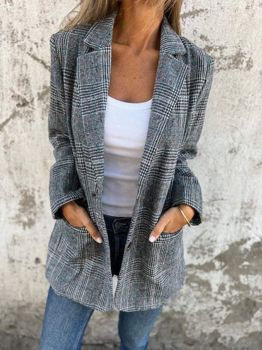 Romina - Blazer informal a cuadros con solapas