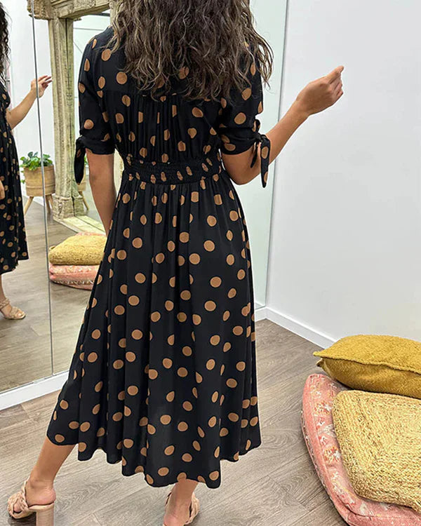 Mina™ | Vestido de escote en pico con lunares