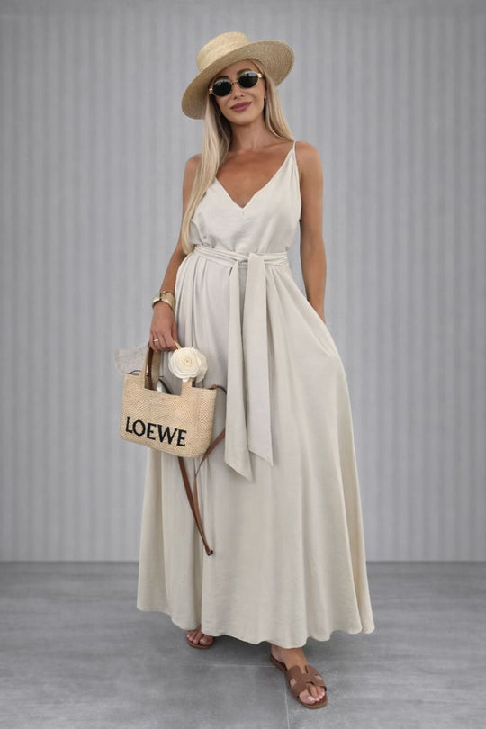 Lía - Vestido largo fluido con espalda en V