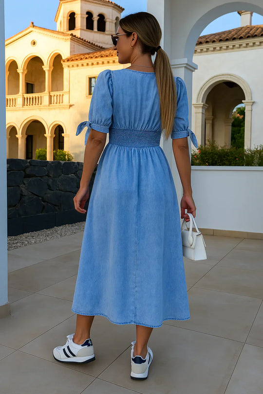 Melinza – Vestido de Mezclilla con Escote en V