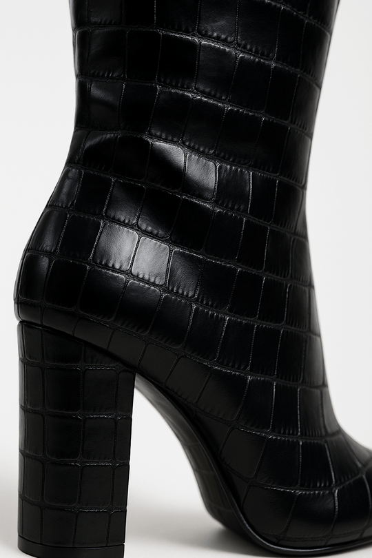 Franziska | Botas de mujer con estampado de cocodrilo y tacón cuadrado
