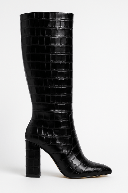 Franziska | Botas de mujer con estampado de cocodrilo y tacón cuadrado