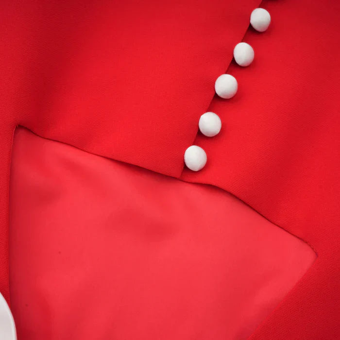 Ana – Vestido mini rojo con mangas pétalo y lazo