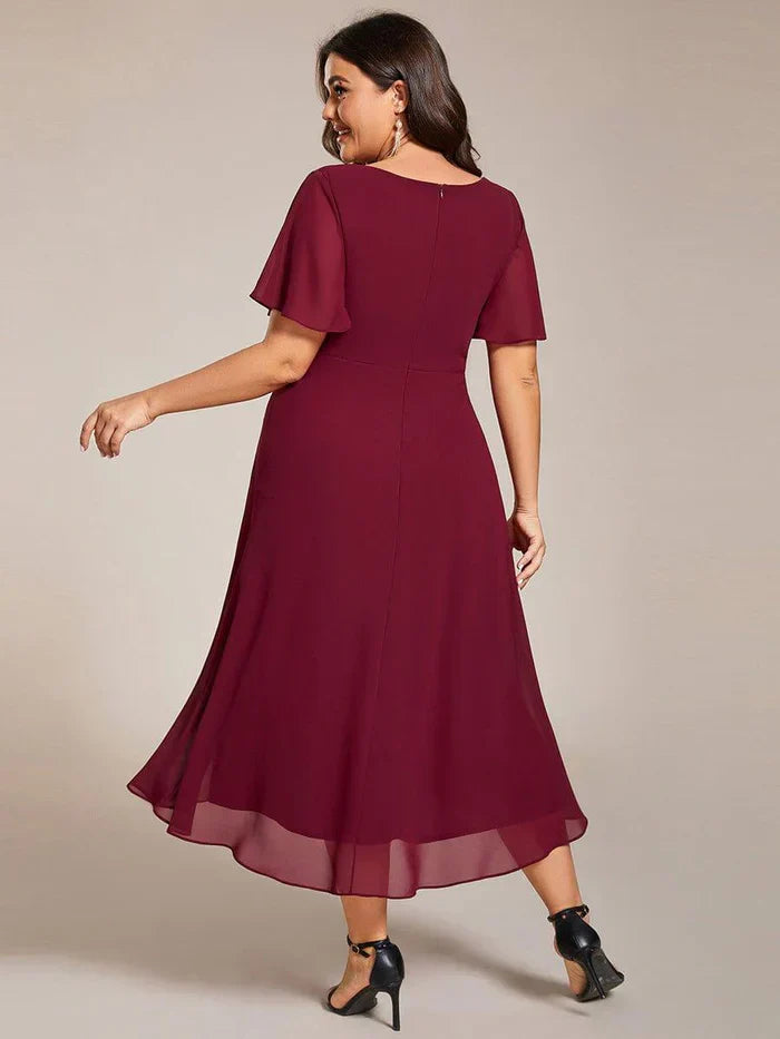Ariadna - Vestido midi de gasa con mangas de volantes